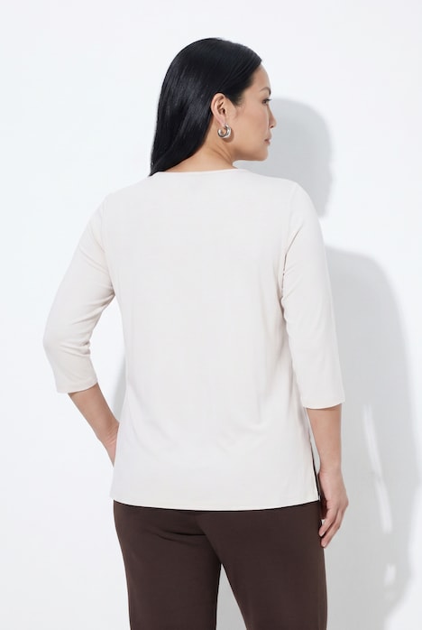 Shirt, tiefer Rundhalsausschnitt, 3/4 Arm