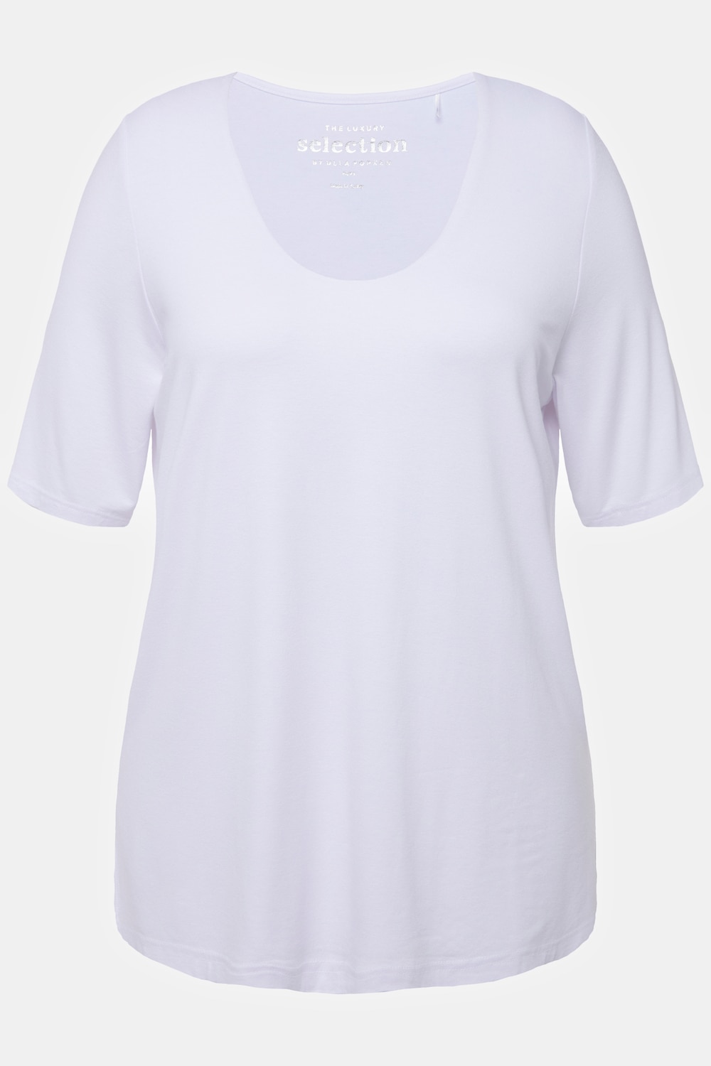 Stora storlekar T-shirt med dubbla lager fram, Dam, vit, storlek: 46/48, Viskos, Ulla Popken