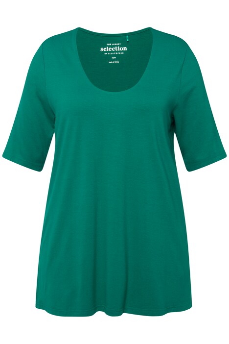 Tričko, A střih, dvojitá přední strana, výstřih do V, krátké rukávy