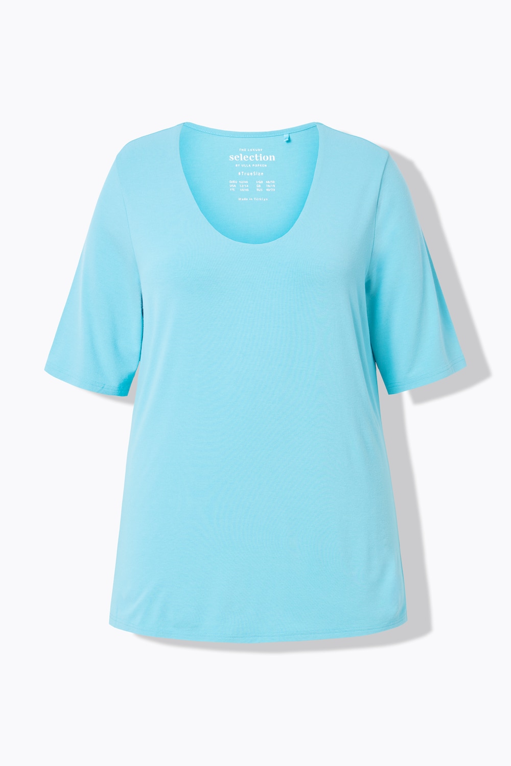 Stora storlekar T-shirt med dubbla lager fram, Dam, turkos, storlek: 42/44, Viskos, Ulla Popken