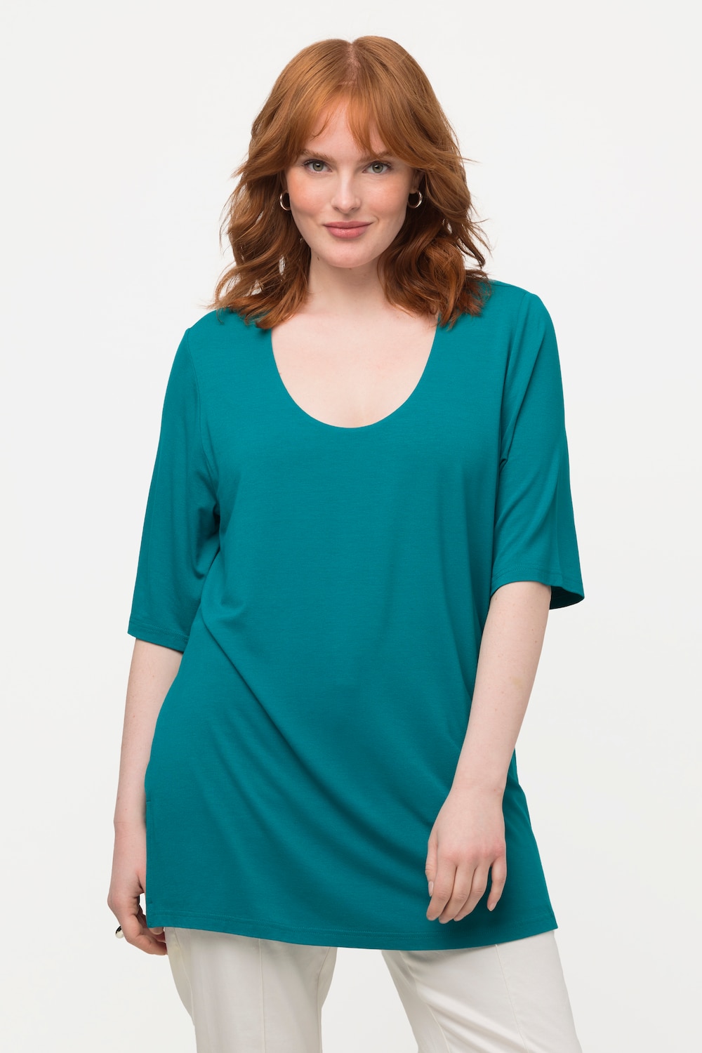 Grote Maten T-shirt, Dames, turquoise, Maat: 54/56, Viscose, Ulla Popken