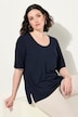 T-shirt, dubbellaagse voorkant, V-hals, korte mouwen