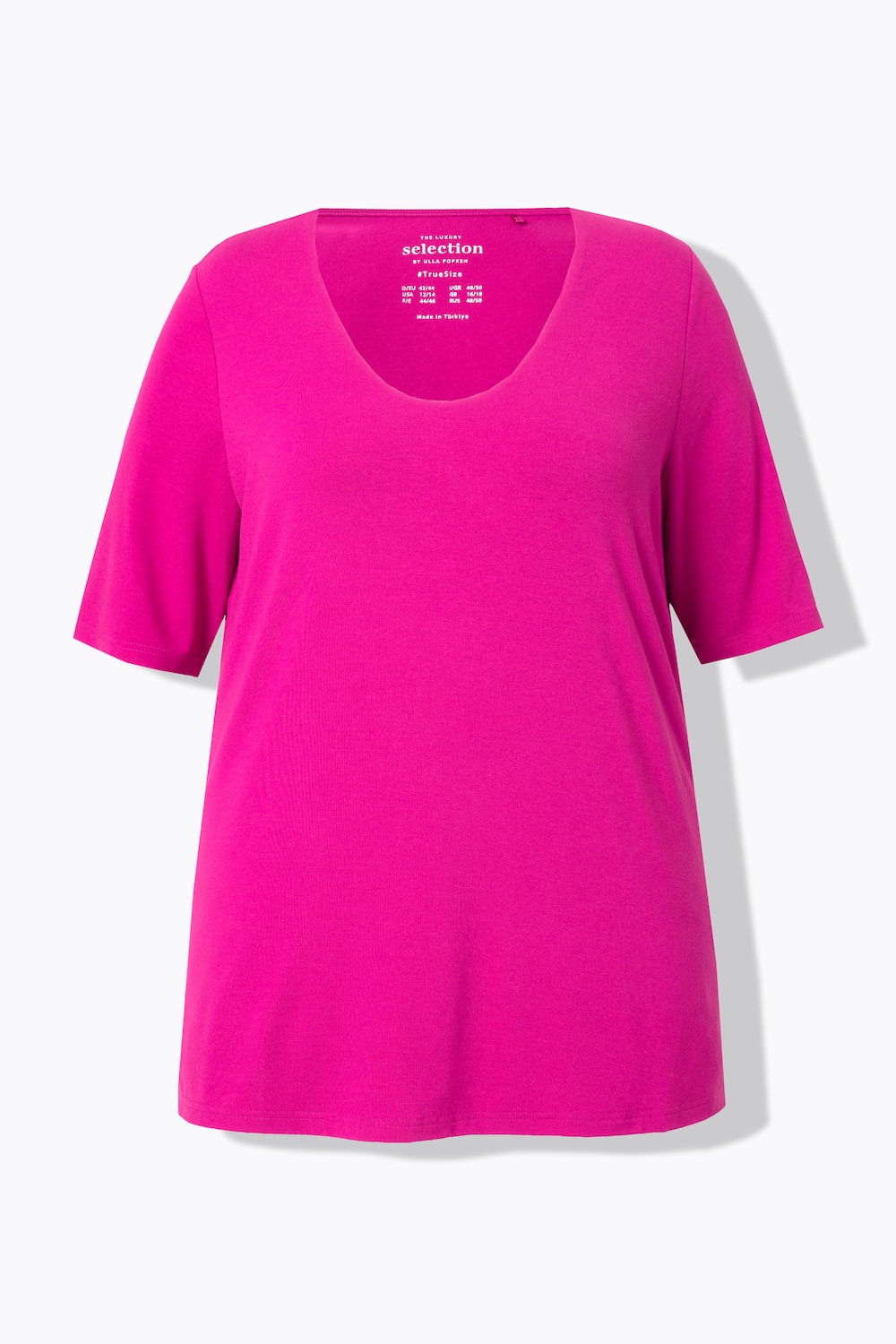 Stora storlekar T-shirt med dubbla lager fram, Dam, rosa, storlek: 54/56, Viskos, Ulla Popken