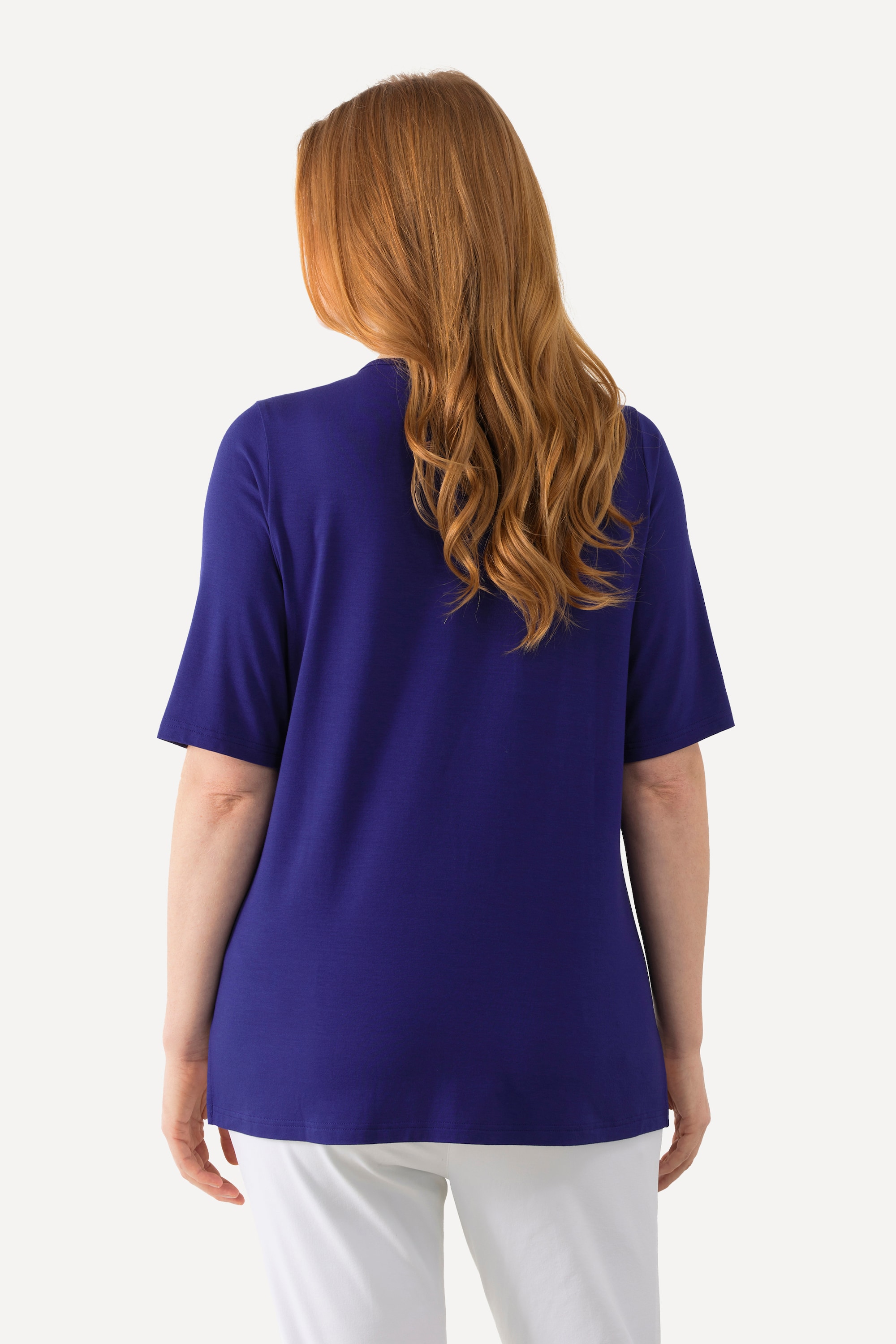 Ulla Popken Damen große Größen T Shirt vorne doppellagig V Ausschnitt