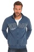 Mikina, džínový vzhled, stojáček, zip, potisk