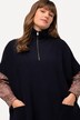 Poncho, Troy-kraag, zipper, oversized, korte mouwen