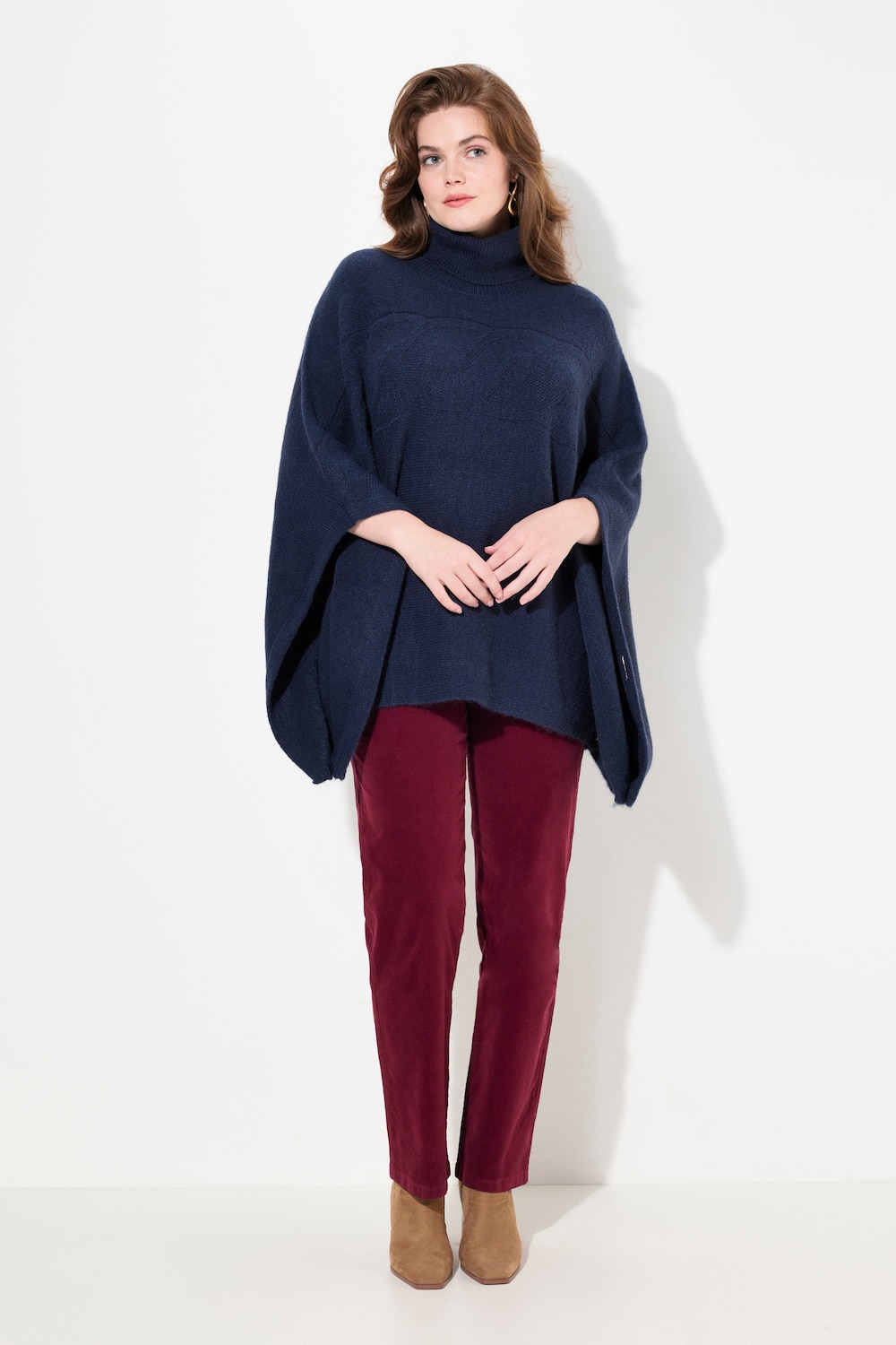 Große Größen Poncho, Damen, blau, Größe: 3=58-64, Synthetische Fasern, Ulla Popken
