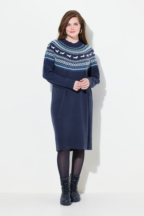 Norweigian Sweater Knit Dog Detail Dress