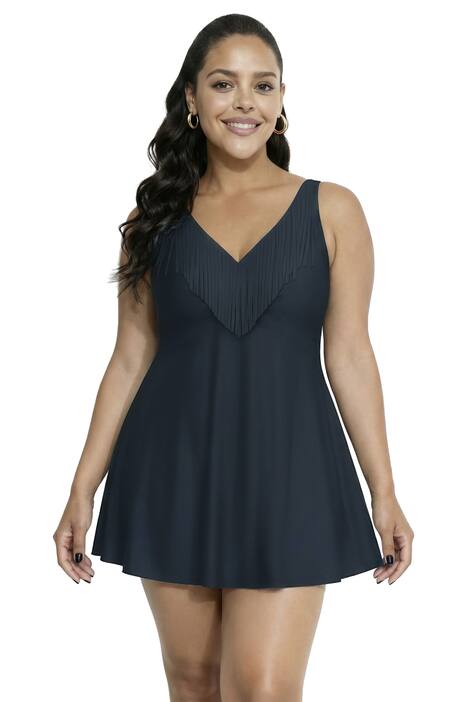 Plavkové šaty, srdcový výstřih, kostice, měkké košíčky, recyklovaný materiál