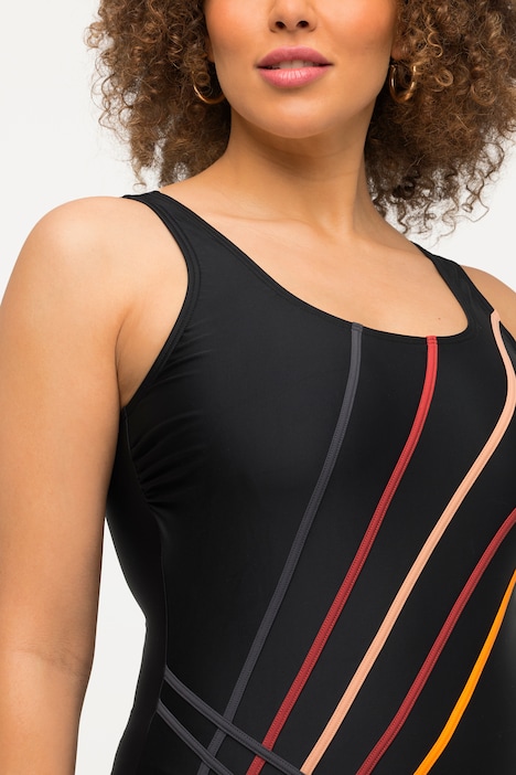 Stripe Detail Cupless One Piece Swimsuit, Swimsuits