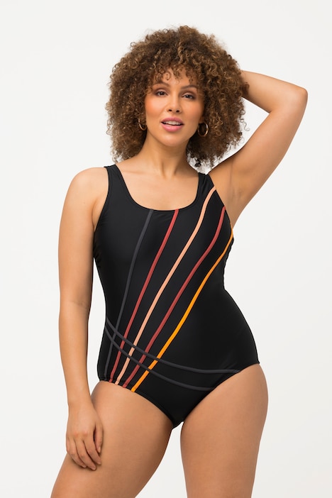 Stripe Detail Cupless One Piece Swimsuit, Swimsuits