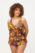 Acid Print Ruffle Front Lined Tankini Set