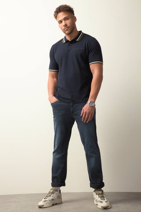 Polo à manches courtes en maille piquée STHUGE, col polo contrastant, jusqu'au 8 XL