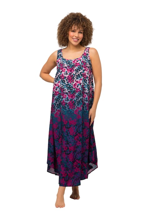 Šaty, květy, A střih, kulatý výstřih, bez rukávů