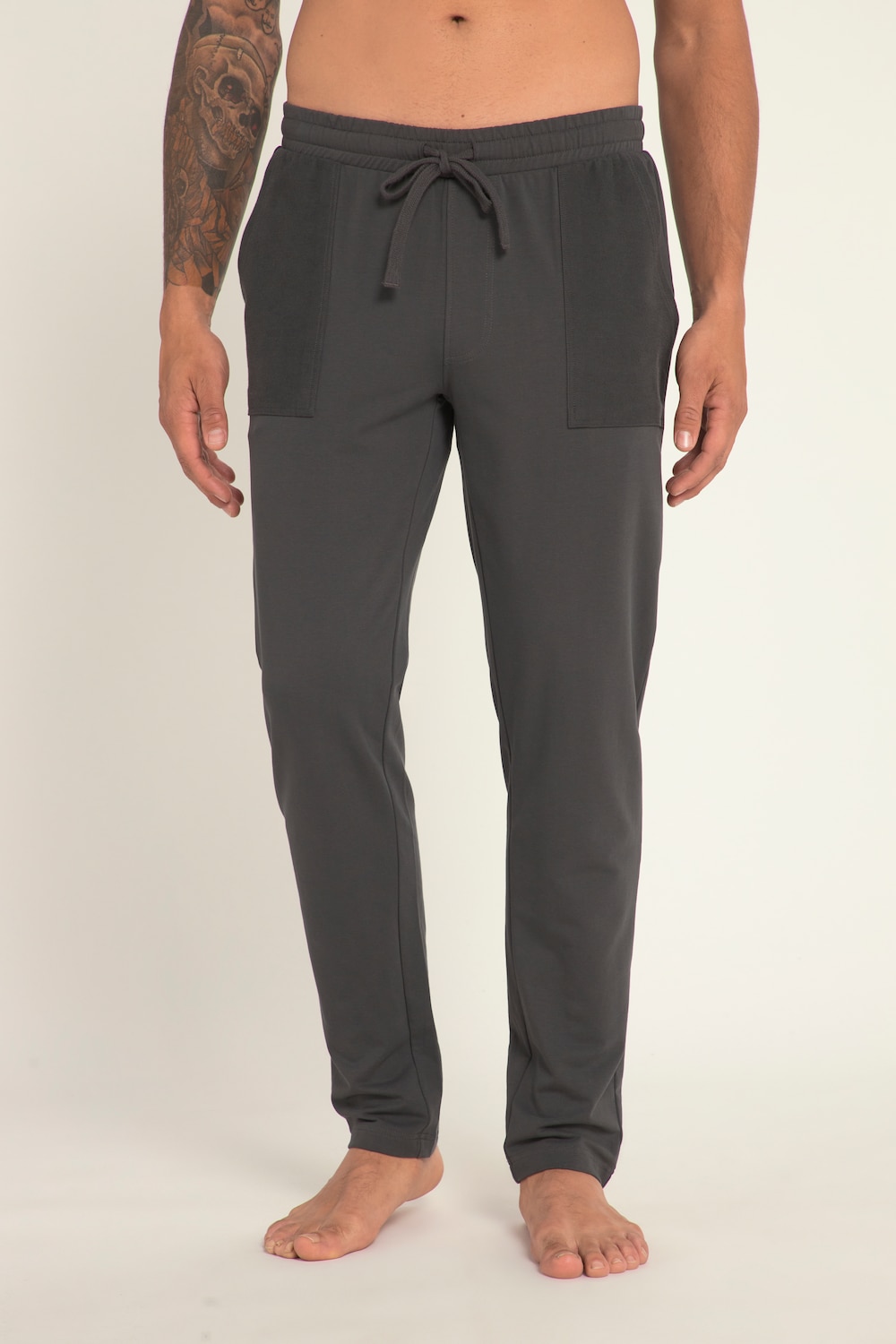 grandes tailles pantalon de pyjama en molleton, hommes, gris, taille: xl, coton, jp1880