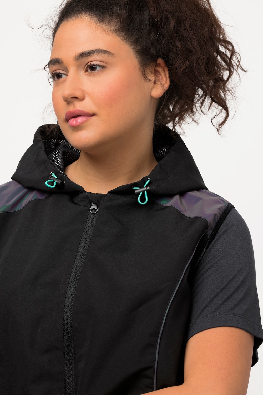 Stora storlekar HYPRAR Funktionsväst i vattenavvisande material med reflekterande detaljer, Dam, svart, storlek: 46/48, Polyester, Ulla Popken