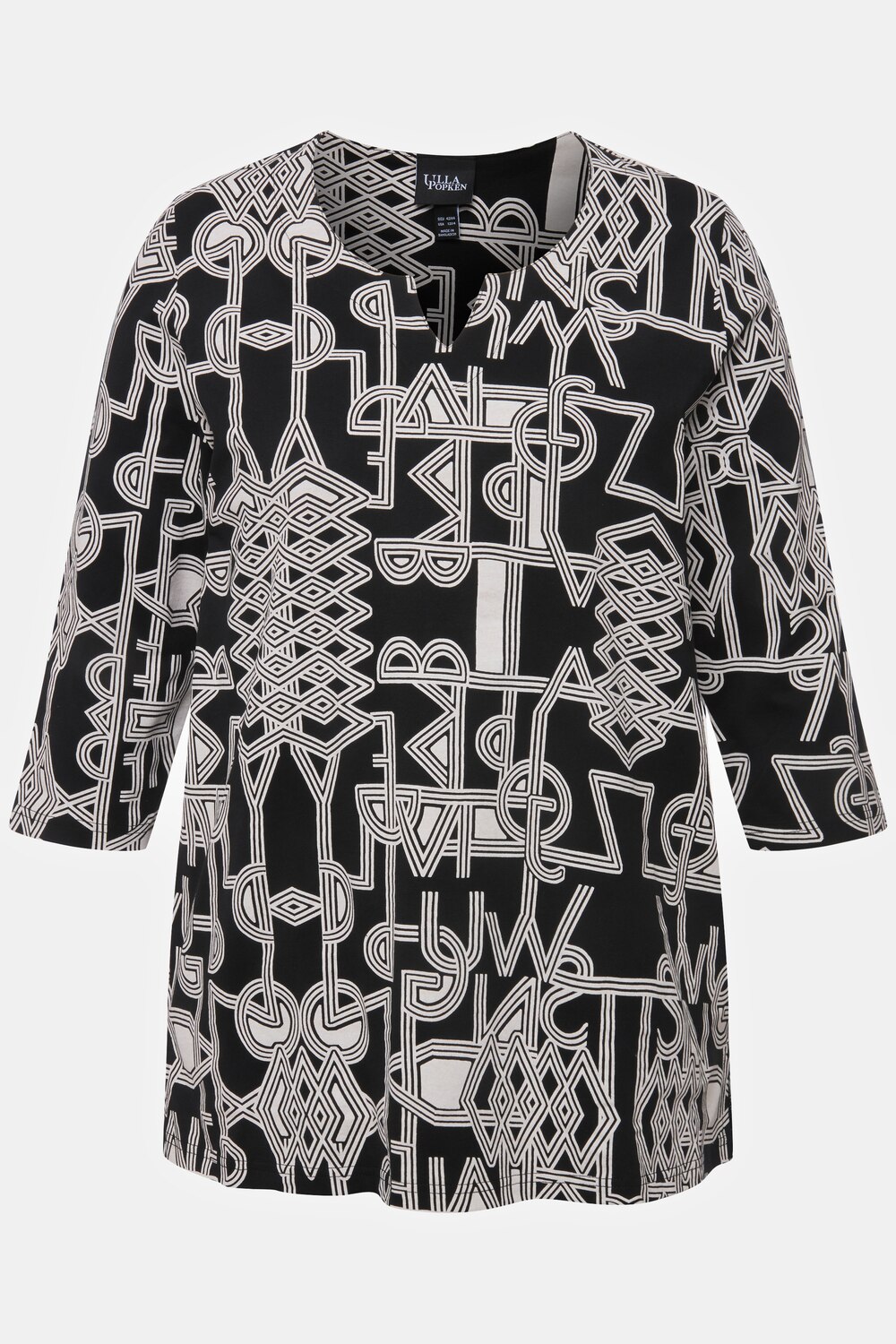 Grote Maten shirt, Dames, zwart, Maat: 46/48, Katoen, Ulla Popken