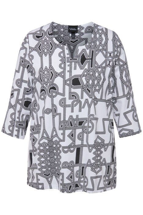 Tričko, grafický potisk, tunikový výstřih, 3/4 rukávy