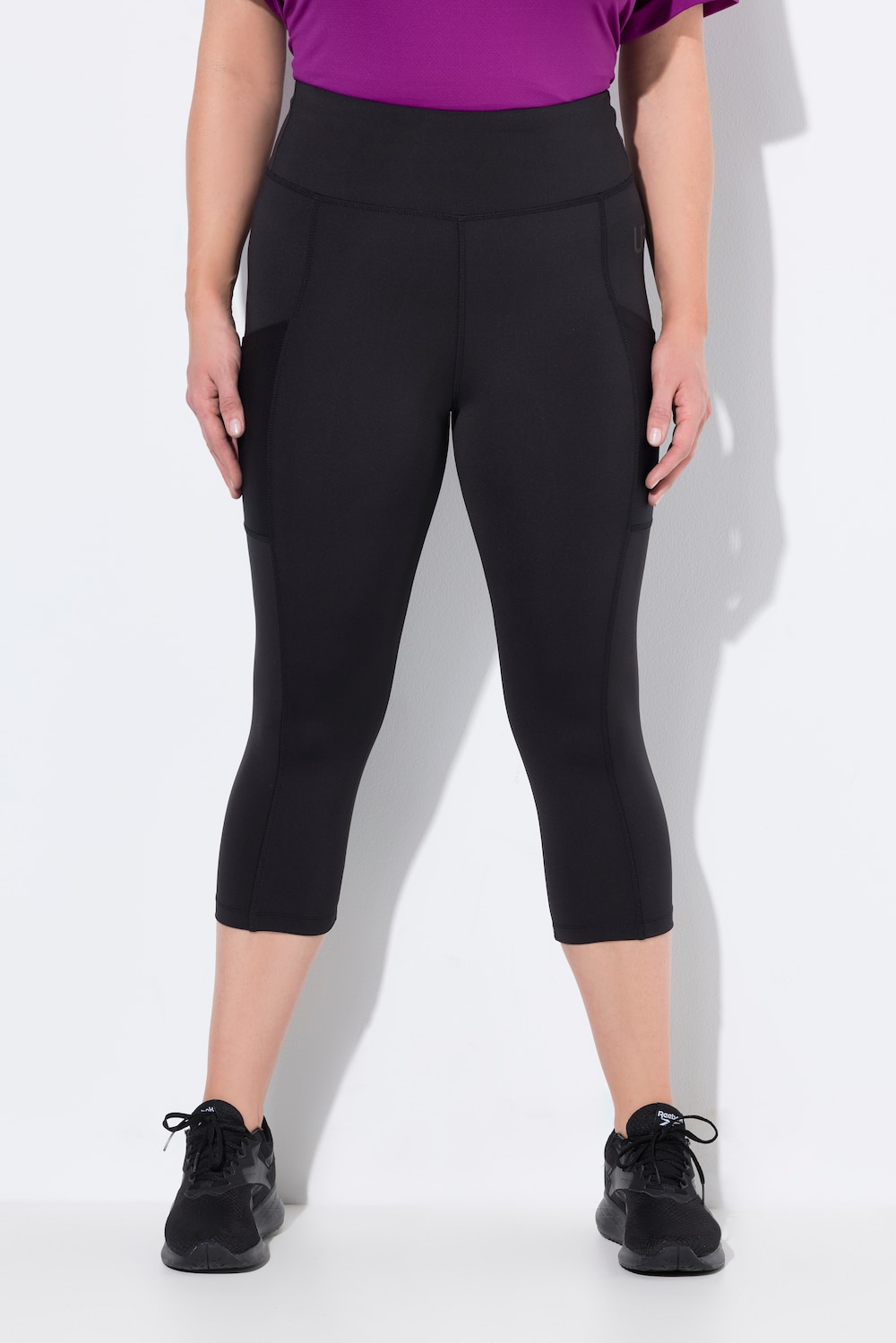 Große Größen 3/4-Leggings, Damen, schwarz, Größe: 42/44, Polyester/Elasthan, Ulla Popken
