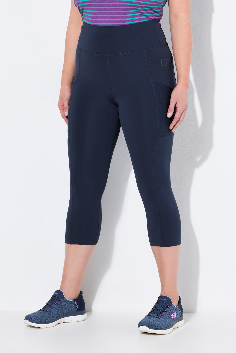Große Größen 3/4-Leggings, Damen, blau, Größe: 50/52, Polyester/Elasthan, Ulla Popken