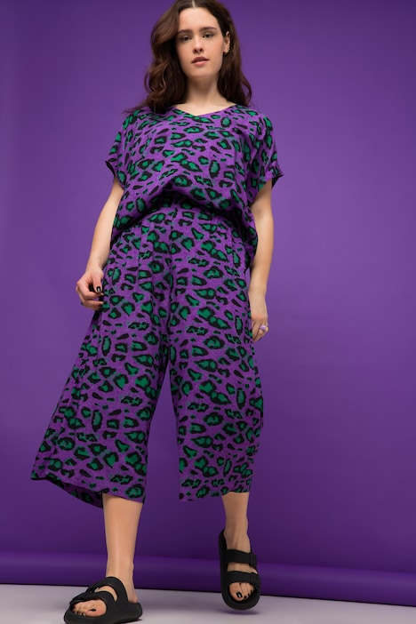 Modtager partiskhed Den aktuelle Culotte-bukser med brede ben, leo-farve og elastisk linning | Culotte |  Bukser