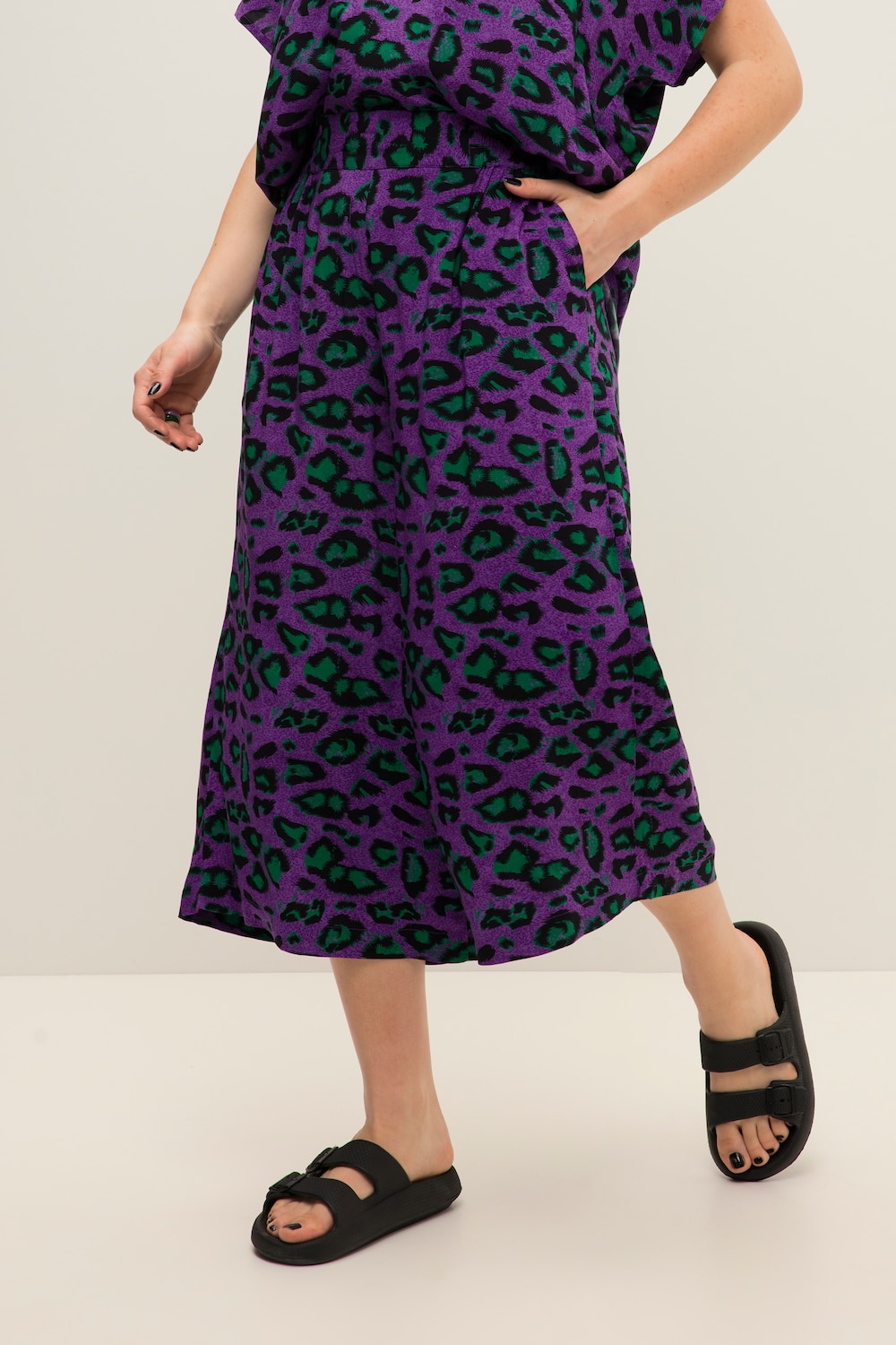 grandes tailles jupe-culotte à jambe large et taille élastique, femmes, violet, taille: 48, viscose, studio untold