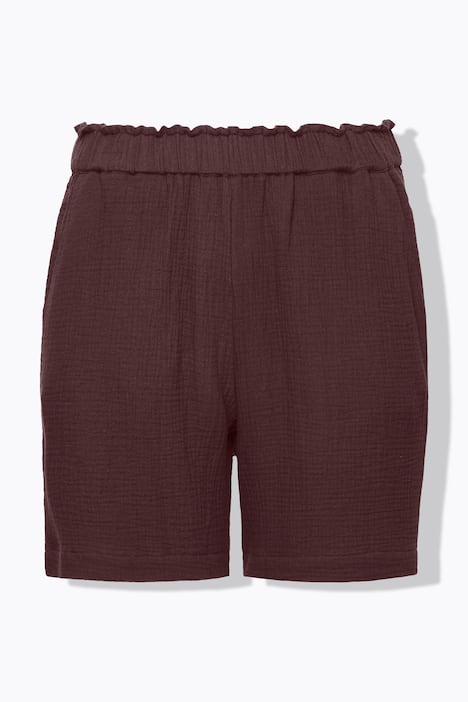 Short à jambes larges en mousseline avec taille élastique