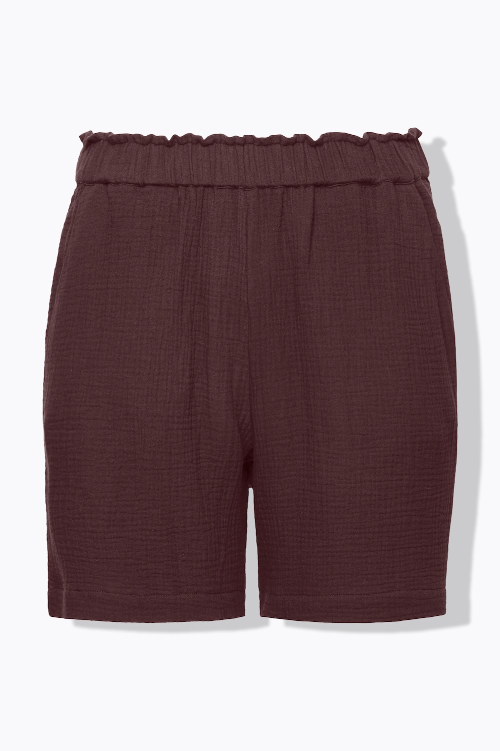 Stora storlekar Muslinshorts med vida ben och resårlinning, Dam, brun, storlek: 44, Bomull, Studio Untold