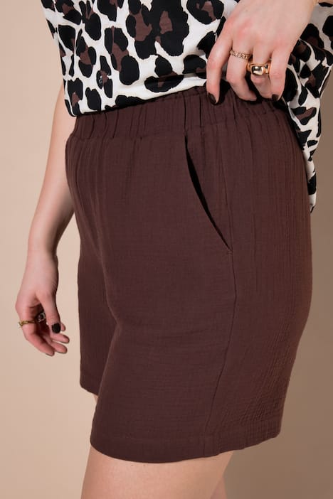 Short à jambes larges en mousseline avec taille élastique