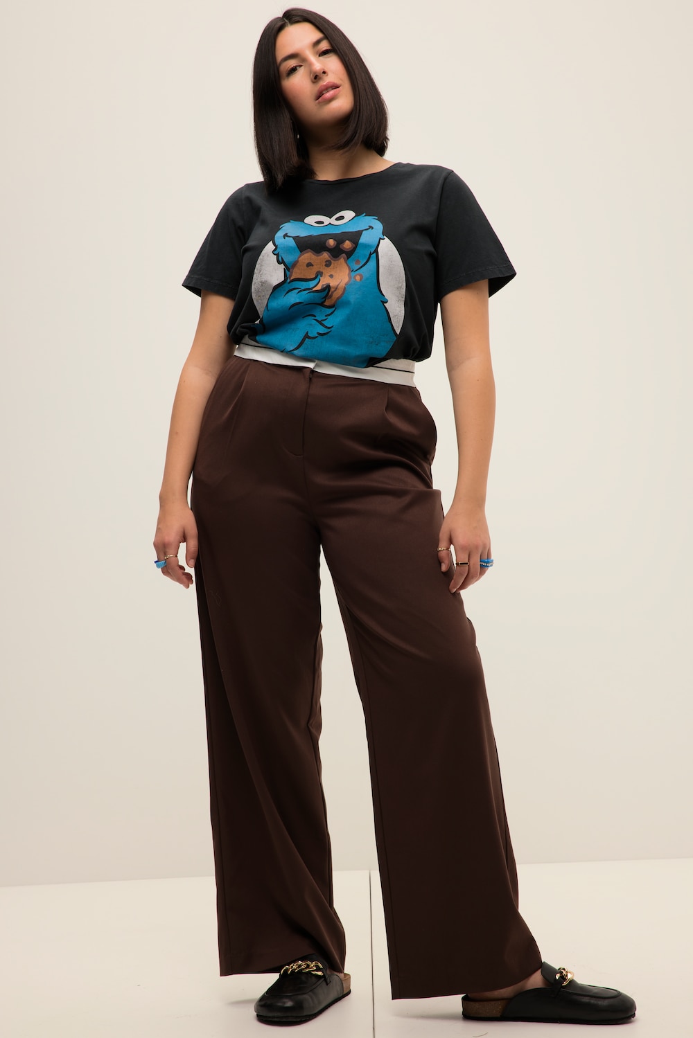 grandes tailles pantalon à pinces, femmes, marron, taille: 58, polyester/viscose, studio untold
