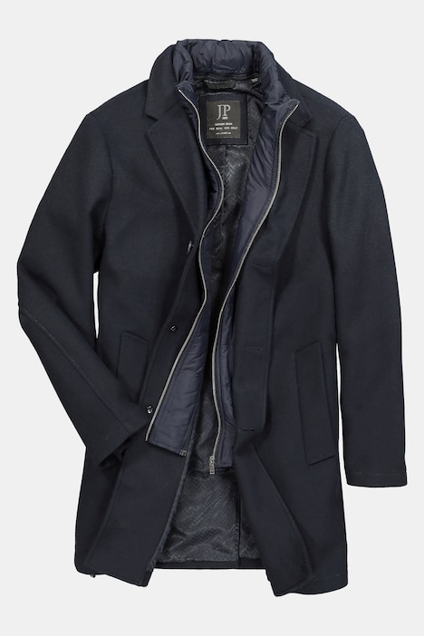 Manteau en laine mélangée, avec insert matelassé et col à revers. Jusqu'au 8 XL.