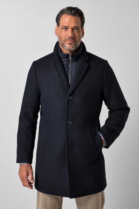 Manteau en laine mélangée, avec insert matelassé et col à revers. Jusqu'au 8 XL.