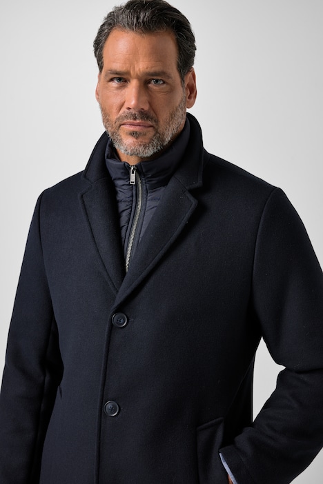 Manteau en laine mélangée, avec insert matelassé et col à revers. Jusqu'au 8 XL.