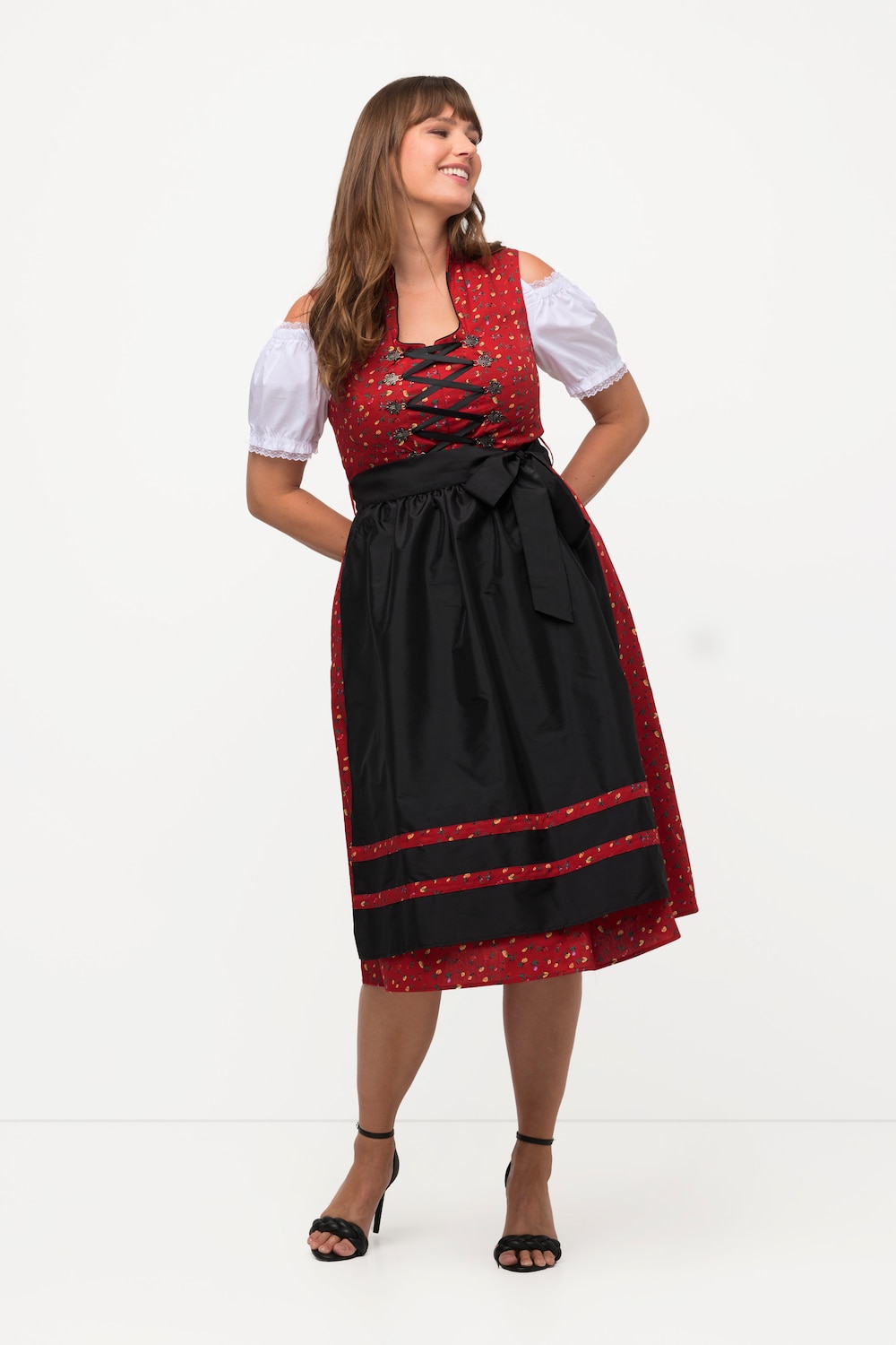 Grote Maten folklore jurk, Dames, rood, Maat: 44, Katoen/Polyester, Ulla Popken