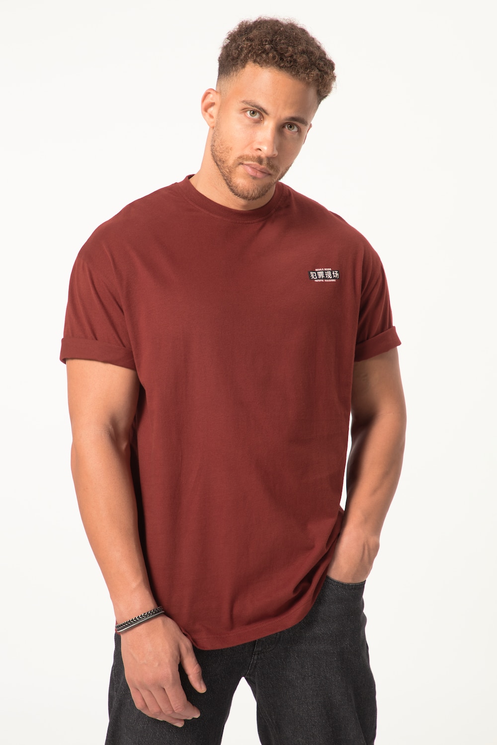 grandes tailles t-shirt sthuge oversized à manches courtes, femmes, rouge, taille: 5xl, coton, sthuge