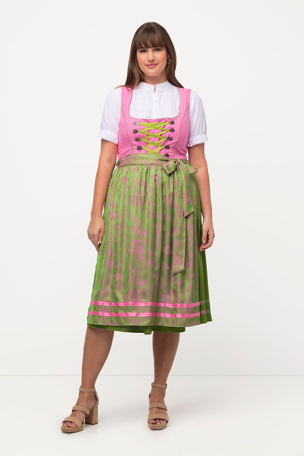 Große Größen Dirndl, Damen, rosa, Größe: 46, Polyester/Viskose/Baumwolle, Ulla Popken