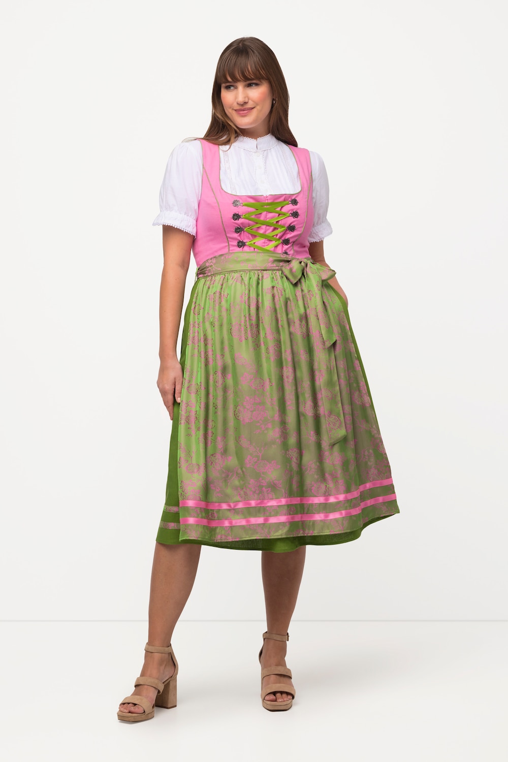 Grote Maten folklore jurk, Dames, roze, Maat: 42, Katoen/Viscose/Linnen, Ulla Popken