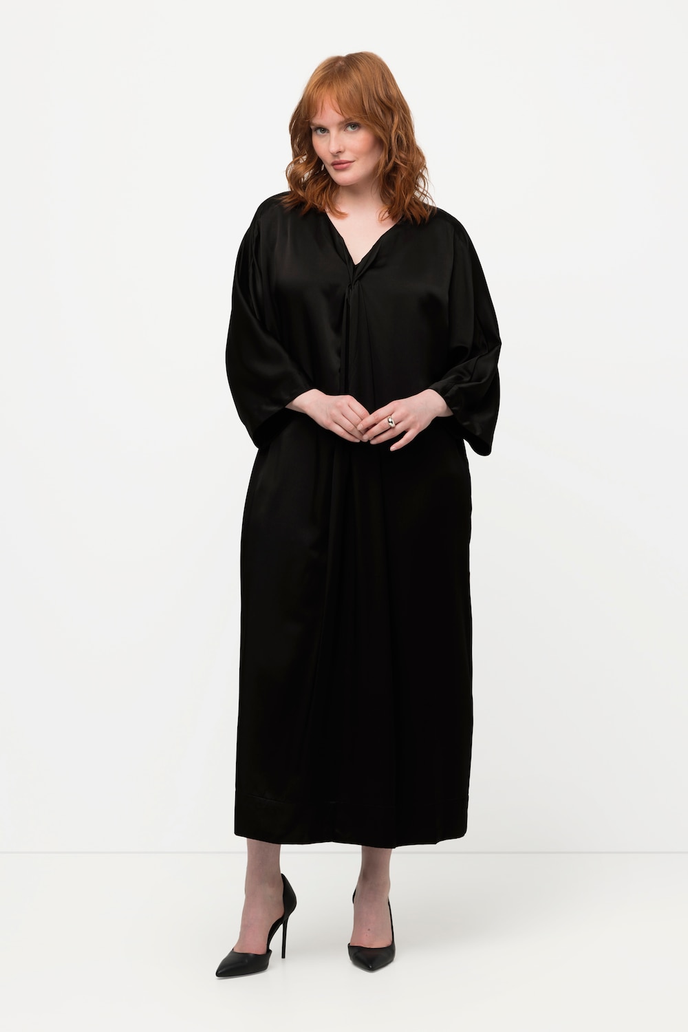 Große Größen Midikleid, Damen, schwarz, Größe: 54/56, Viskose/Polyester, Ulla Popken