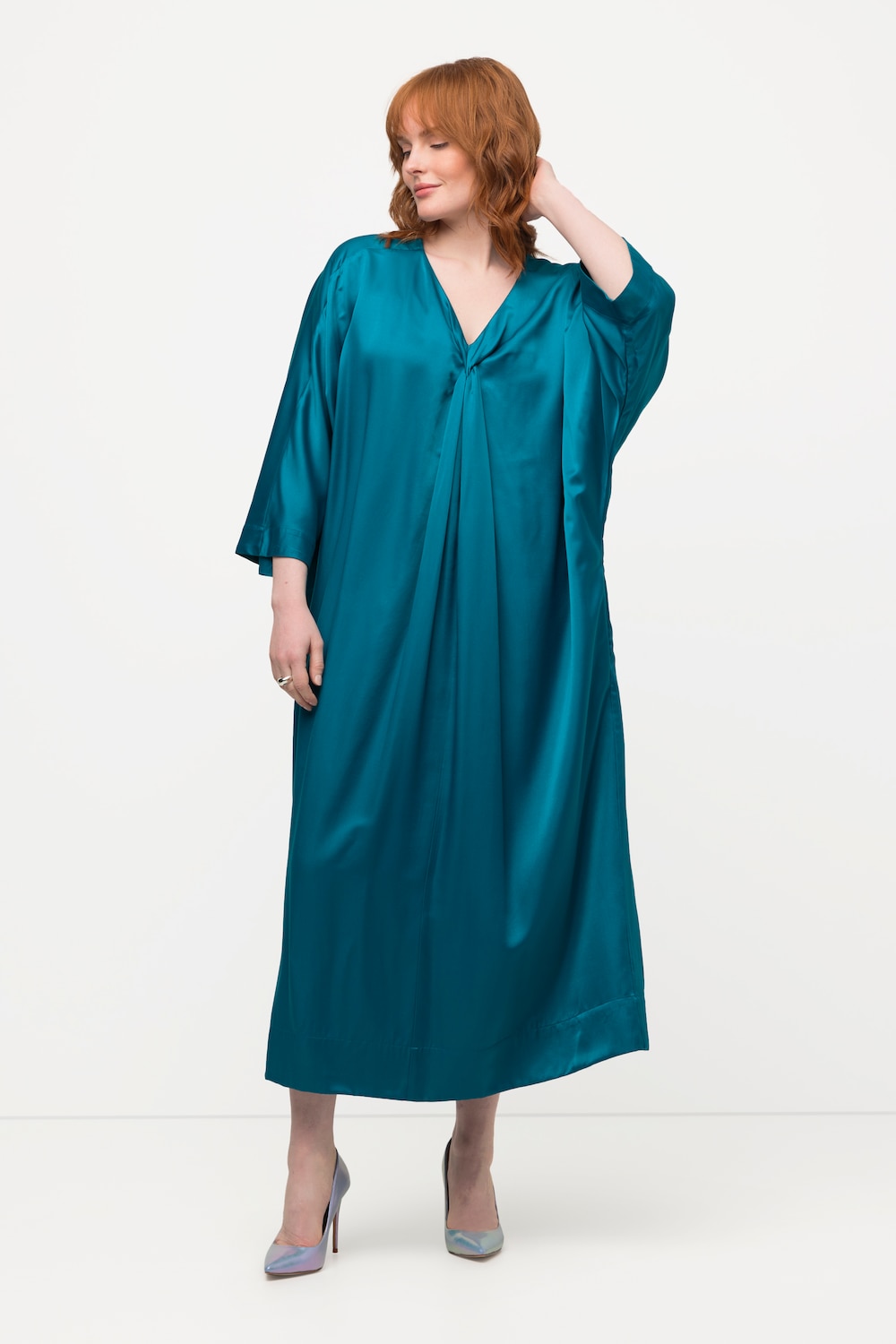 Große Größen Midikleid, Damen, türkis, Größe: 54/56, Viskose/Polyester, Ulla Popken