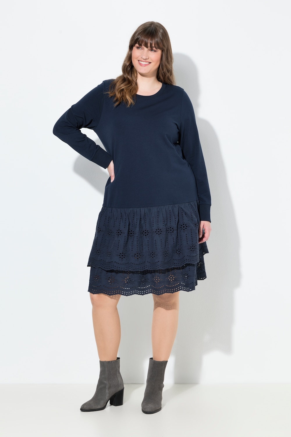 Große Größen Sweatkleid, Damen, blau, Größe: 46/48, Baumwolle, Ulla Popken