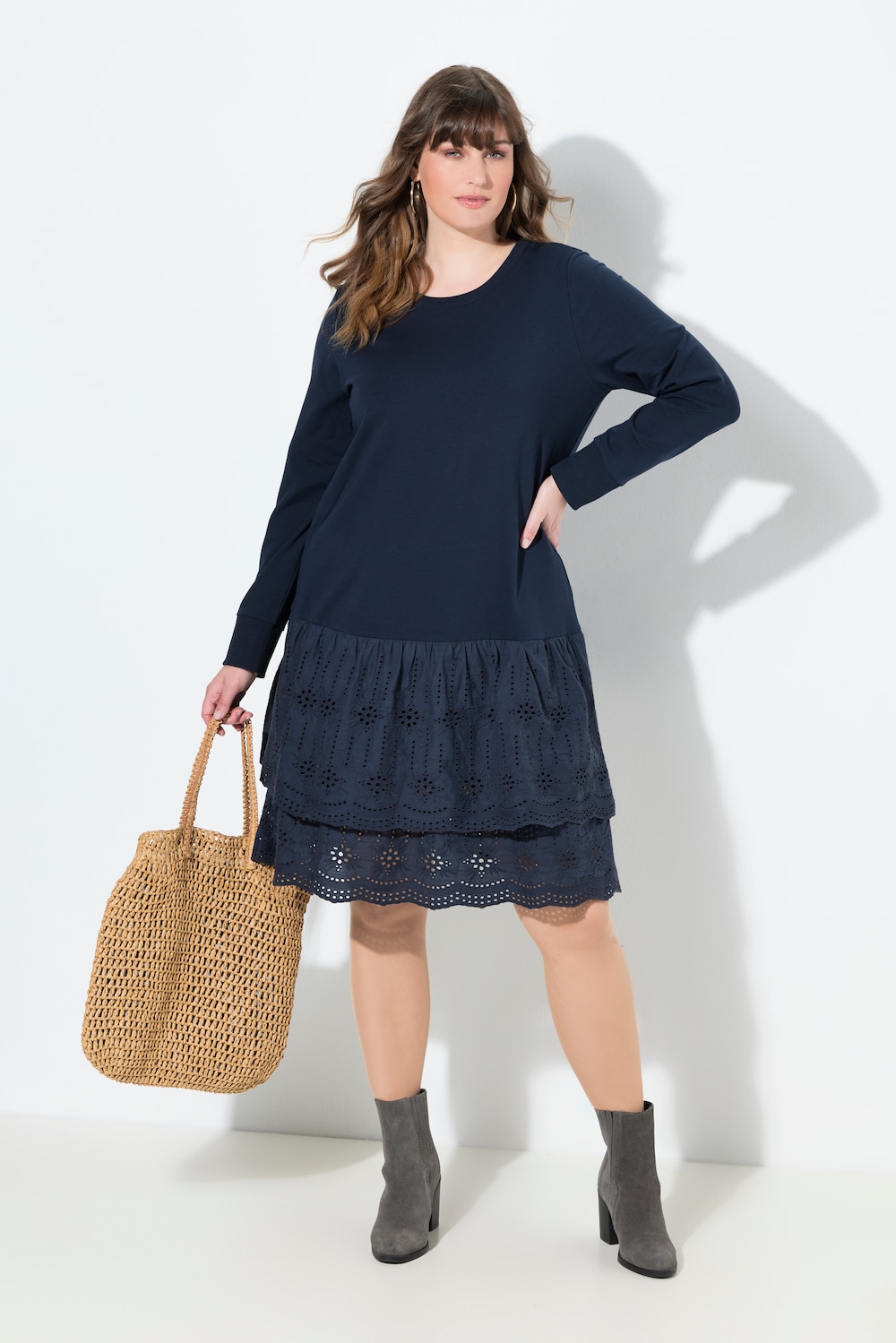 Große Größen Sweatkleid, Damen, blau, Größe: 42/44, Baumwolle, Ulla Popken