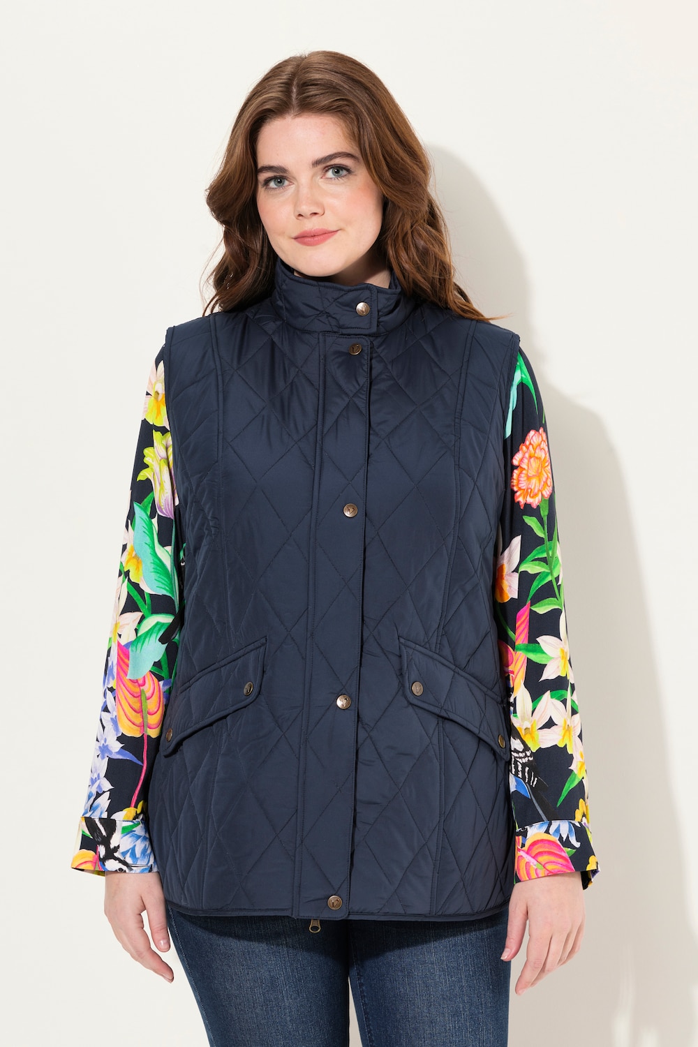 Große Größen Steppweste, Damen, blau, Größe: 42/44, Polyester, Ulla Popken