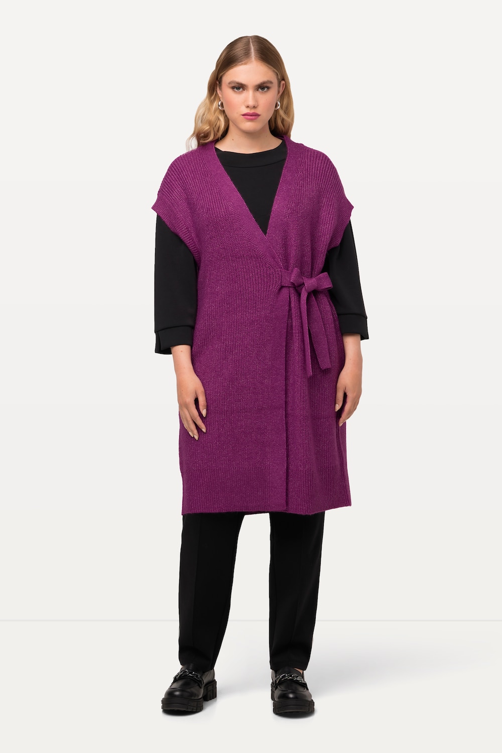 Thumbnail - Große Größen Strickweste, Damen, lila, Größe: 54/56, Synthetische Fasern/Polyester, Ulla Popken