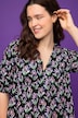 Minikleid, A-Line, Flower Print, V-Ausschnitt, weite 3/4-Ärmel