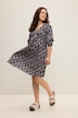 Minikleid, A-Line, Flower Print, V-Ausschnitt, weite 3/4-Ärmel