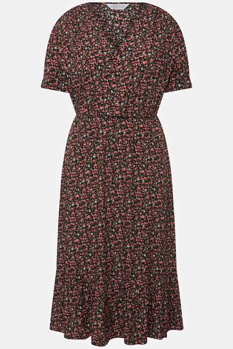 Ditsy Floral Short Sleeve V-Neck Midi Dress | Midi Dresses | Dresses