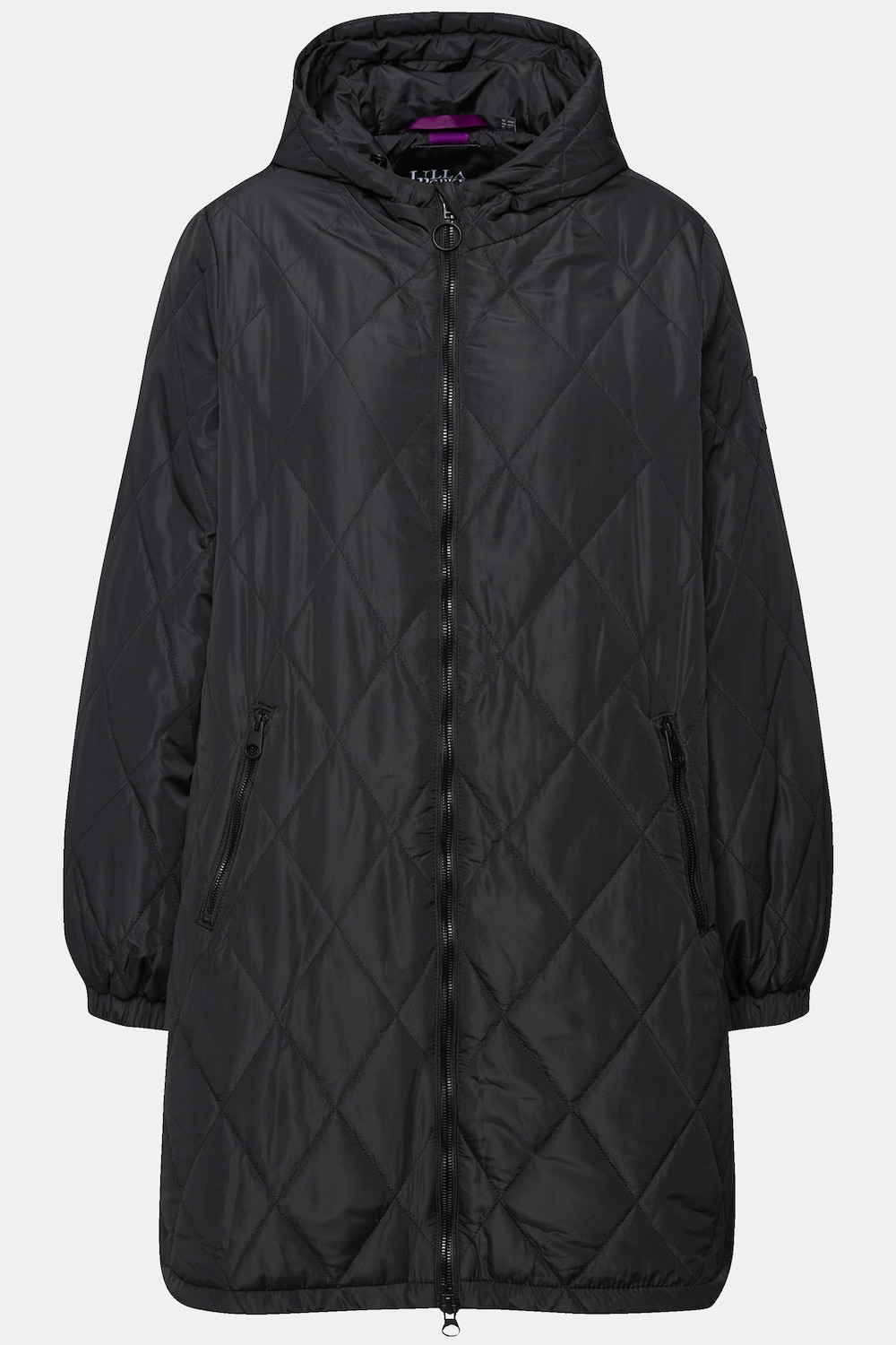 Stora storlekar Lätt quiltad kappa i vattenavvisande material med tvåvägsdragkedja, Dam, svart, storlek: 50/52, Polyester, Ulla Popken
