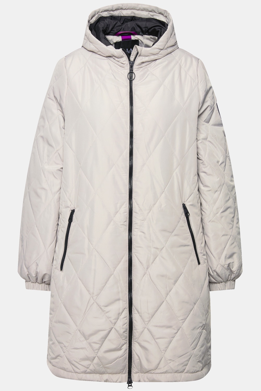 Stora storlekar Lätt quiltad kappa i vattenavvisande material med tvåvägsdragkedja, Dam, grå, storlek: 62/64, Polyester, Ulla Popken