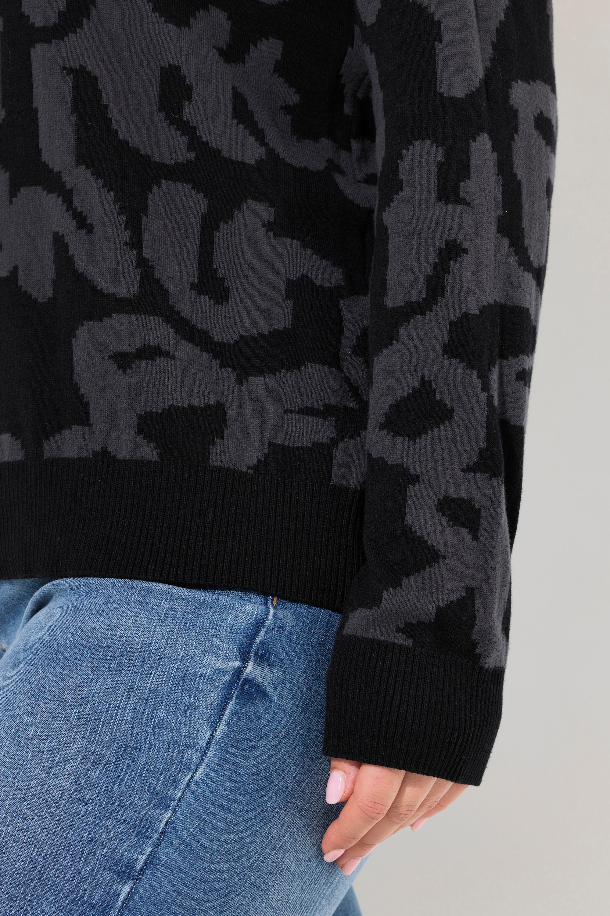 Ulla Popken Damen große Größen Pullover Buchstaben gerippter Rollkragen
