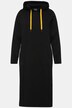 Dresowa sukienka midi, wstawka z dzianiny, kaptur, długi rękaw